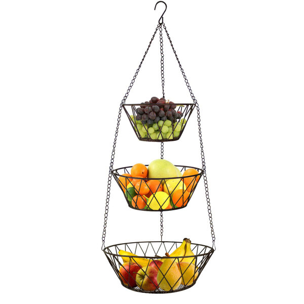 Prep & Savour Daniellee Metal Hanging Fruit Basket Wayfair